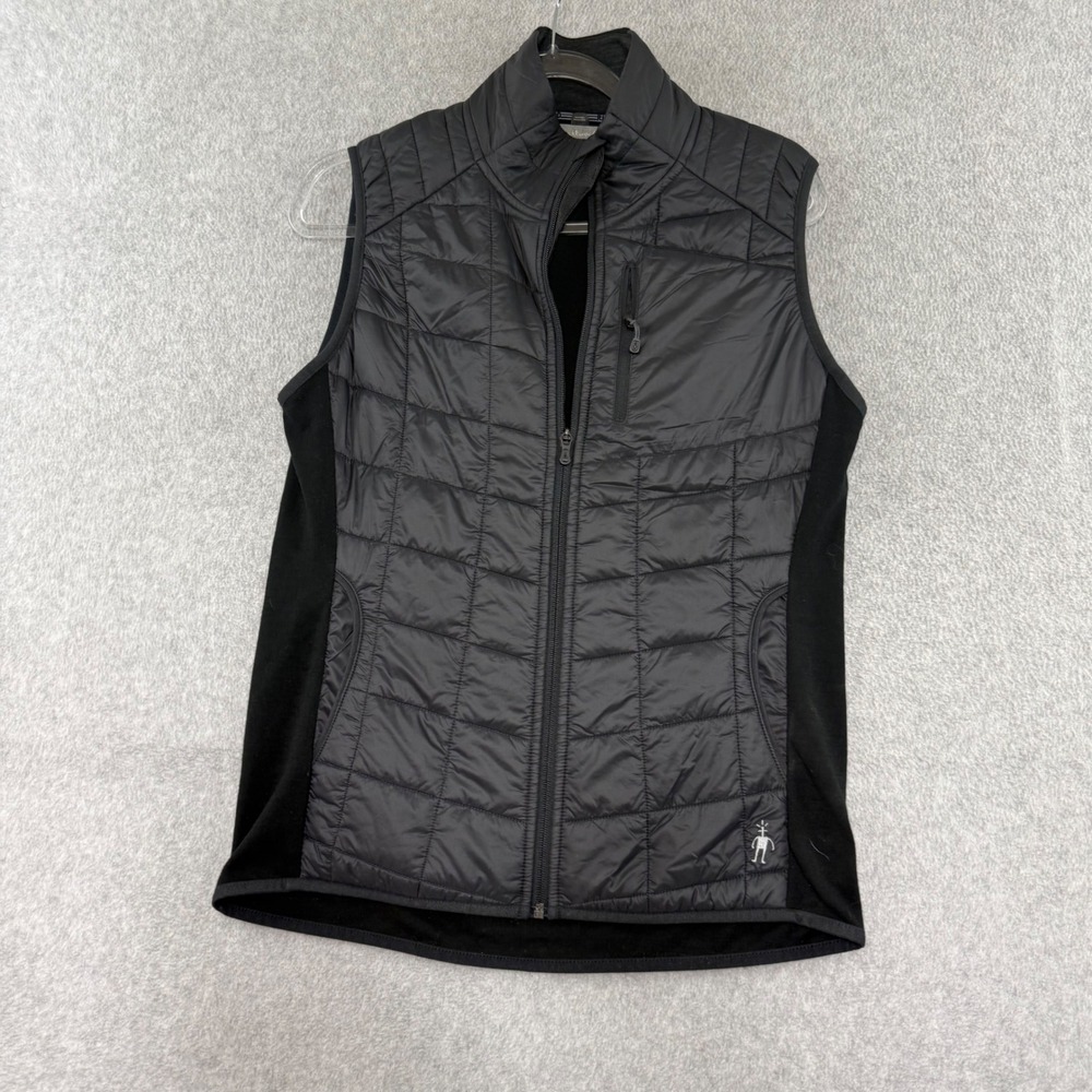 Smartwool PhD SmartLoft Vest Womens Large Black Quilted Merino Wool Full Zip